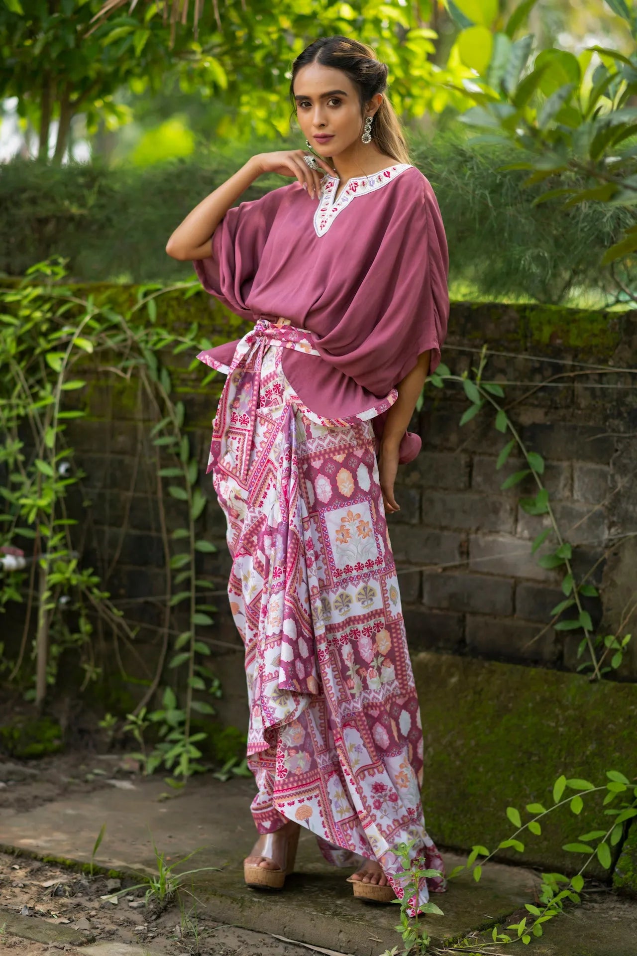 Draped Peplum Top & Skirt