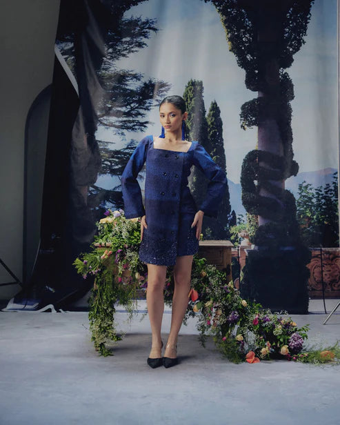Nightfall Print Double Breasted Blazer Dress