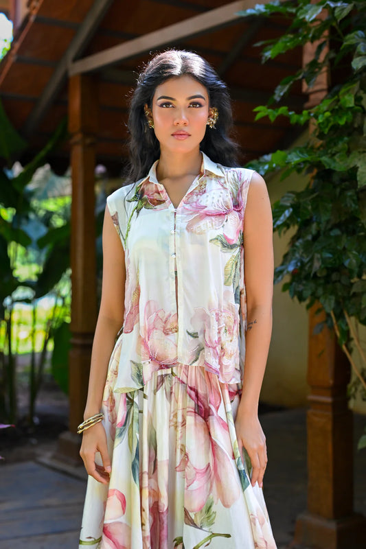 Peonies Apron Top