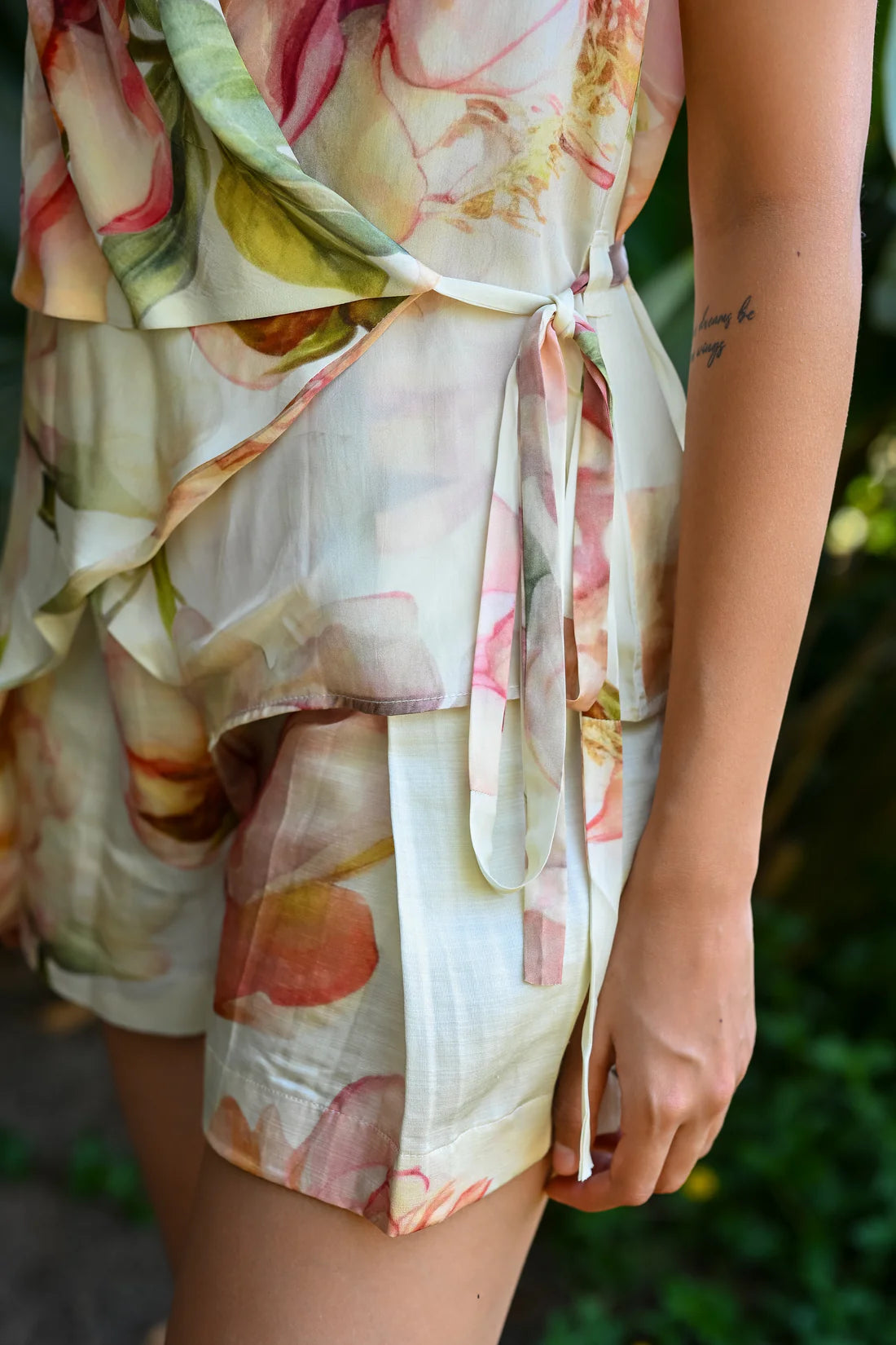 Peonies Wrap Top and Shorts