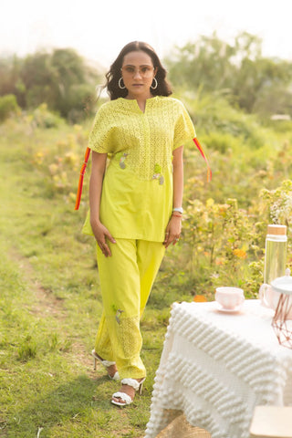 Lime Green Hakoba Co-ord Set