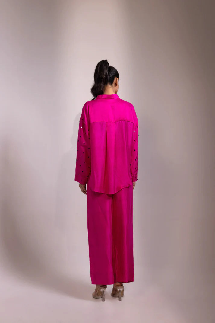Pink Cord Set with Black Embellishments