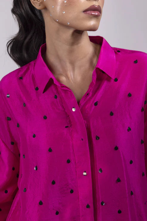 Pink Cord Set with Black Embellishments
