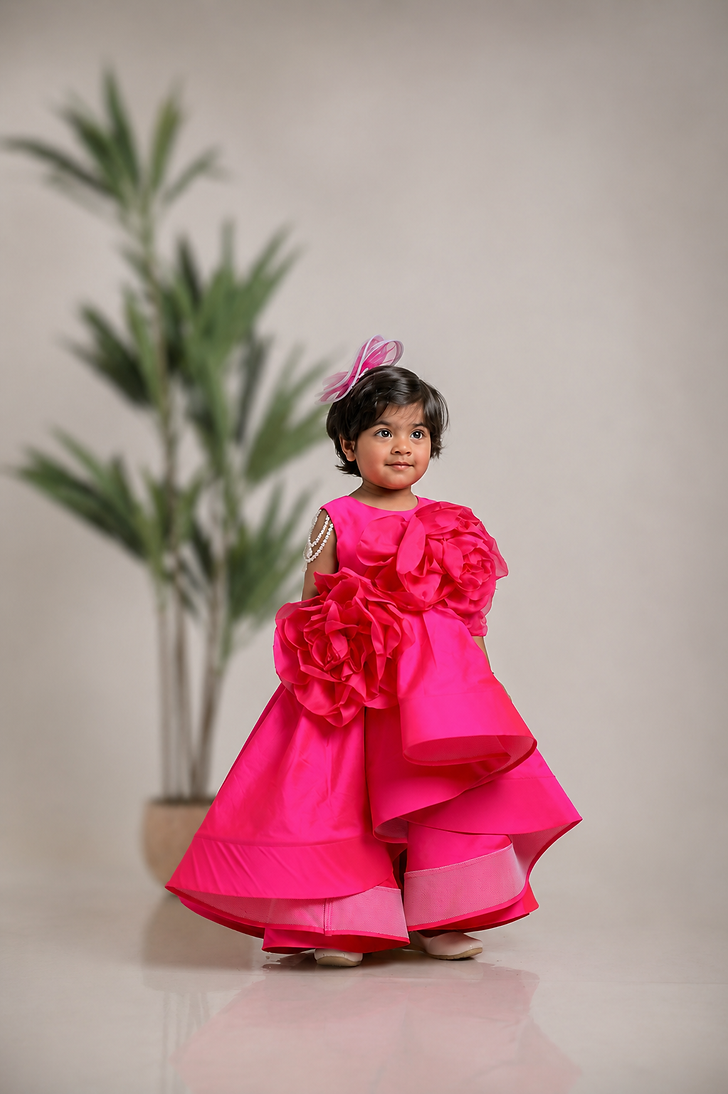 Pink High Low Flower Gown