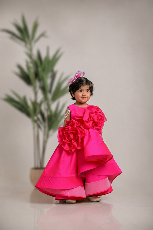 Pink High Low Flower Gown