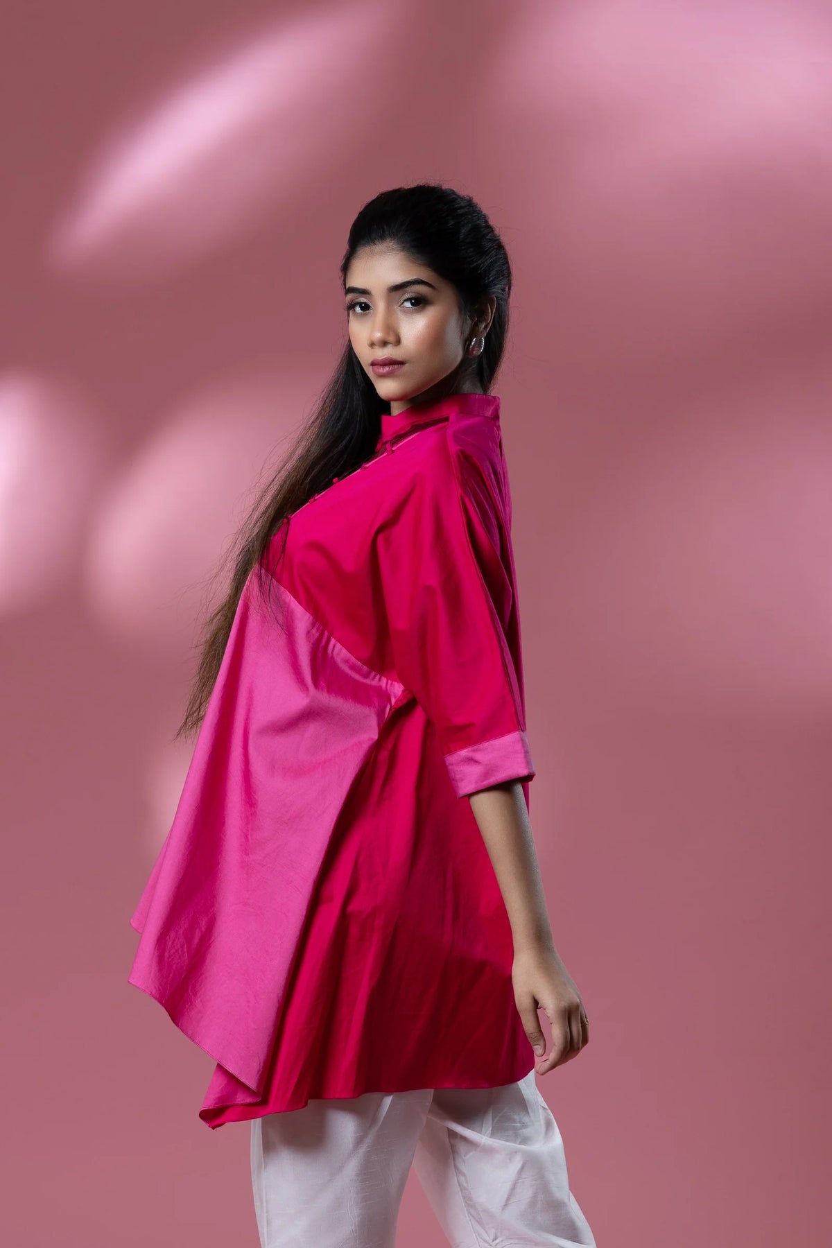 Pink Italian Cotton Block Patterned Shirt