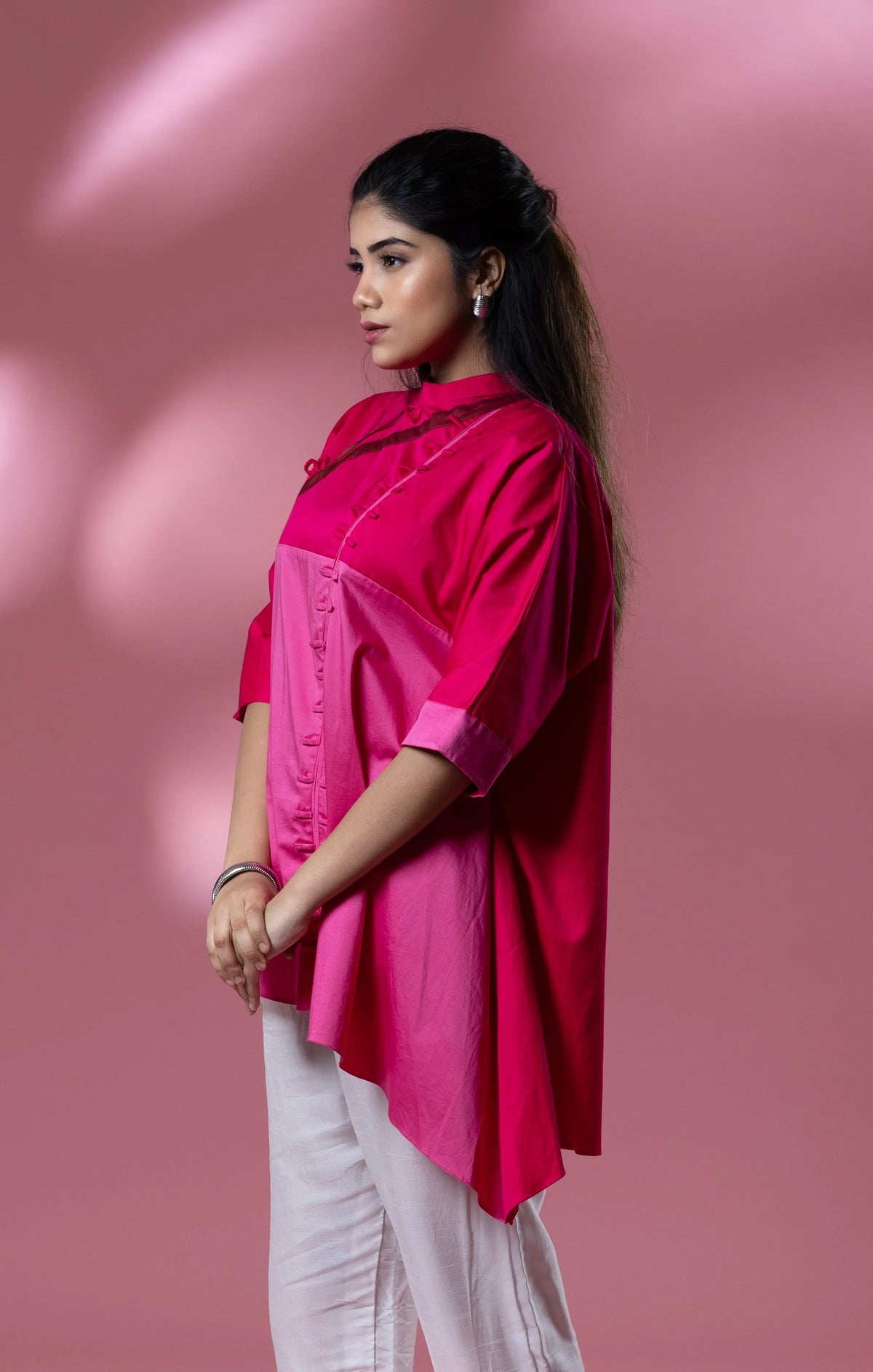 Pink Italian Cotton Block Patterned Shirt