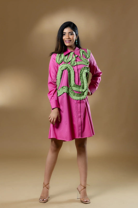 Pink Italian Cotton Frills Dress