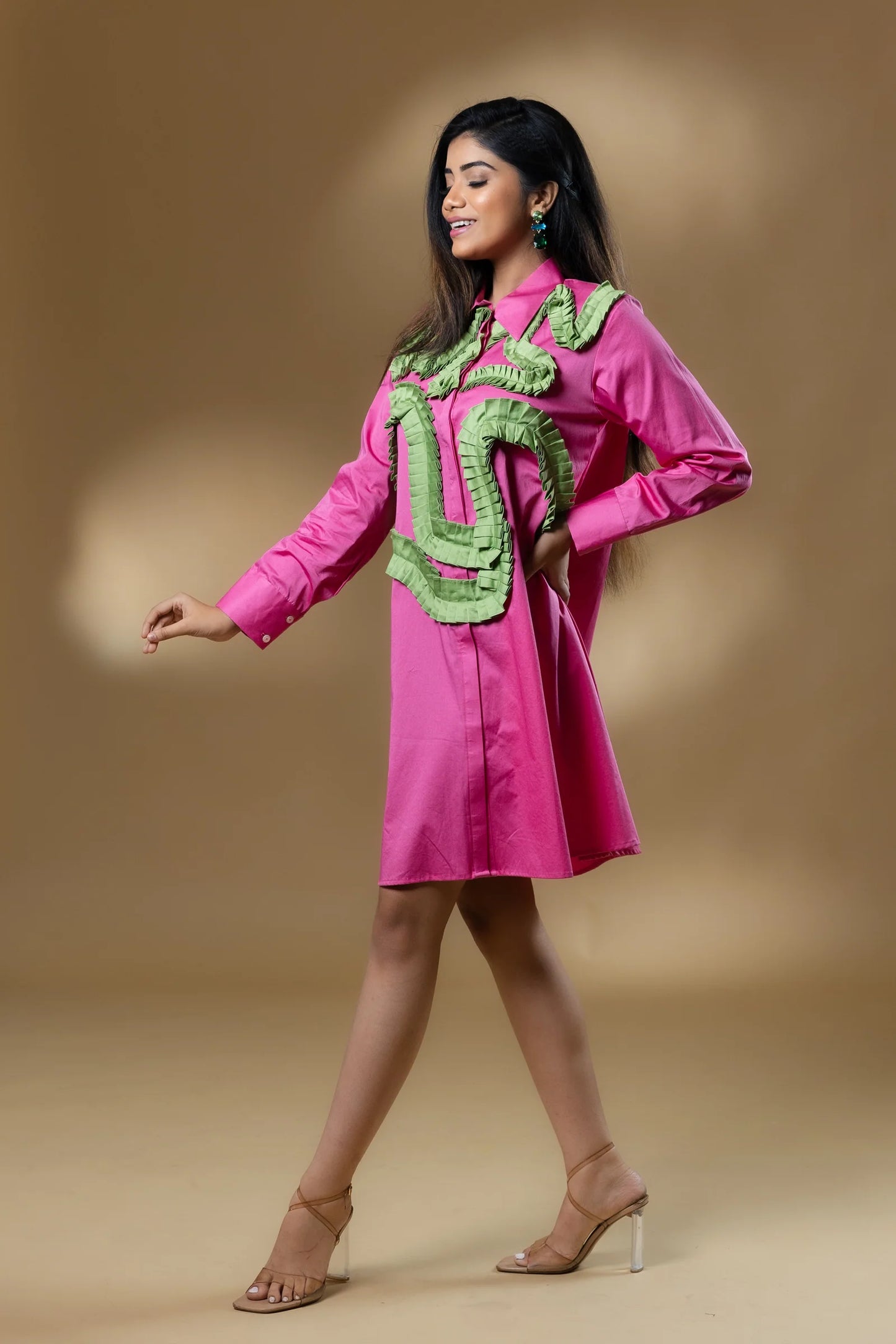 Pink Italian Cotton Frills Dress