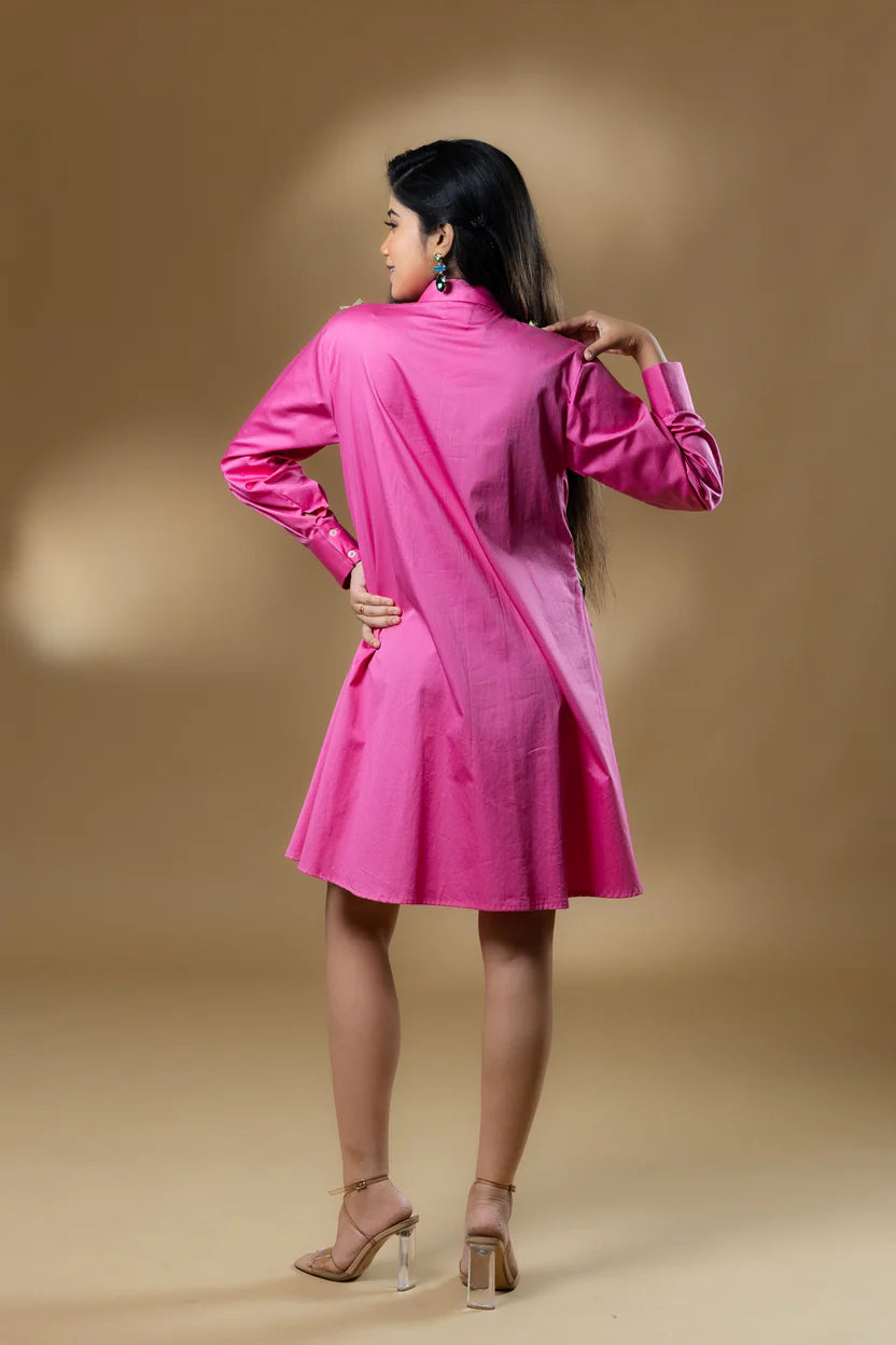Pink Italian Cotton Frills Dress