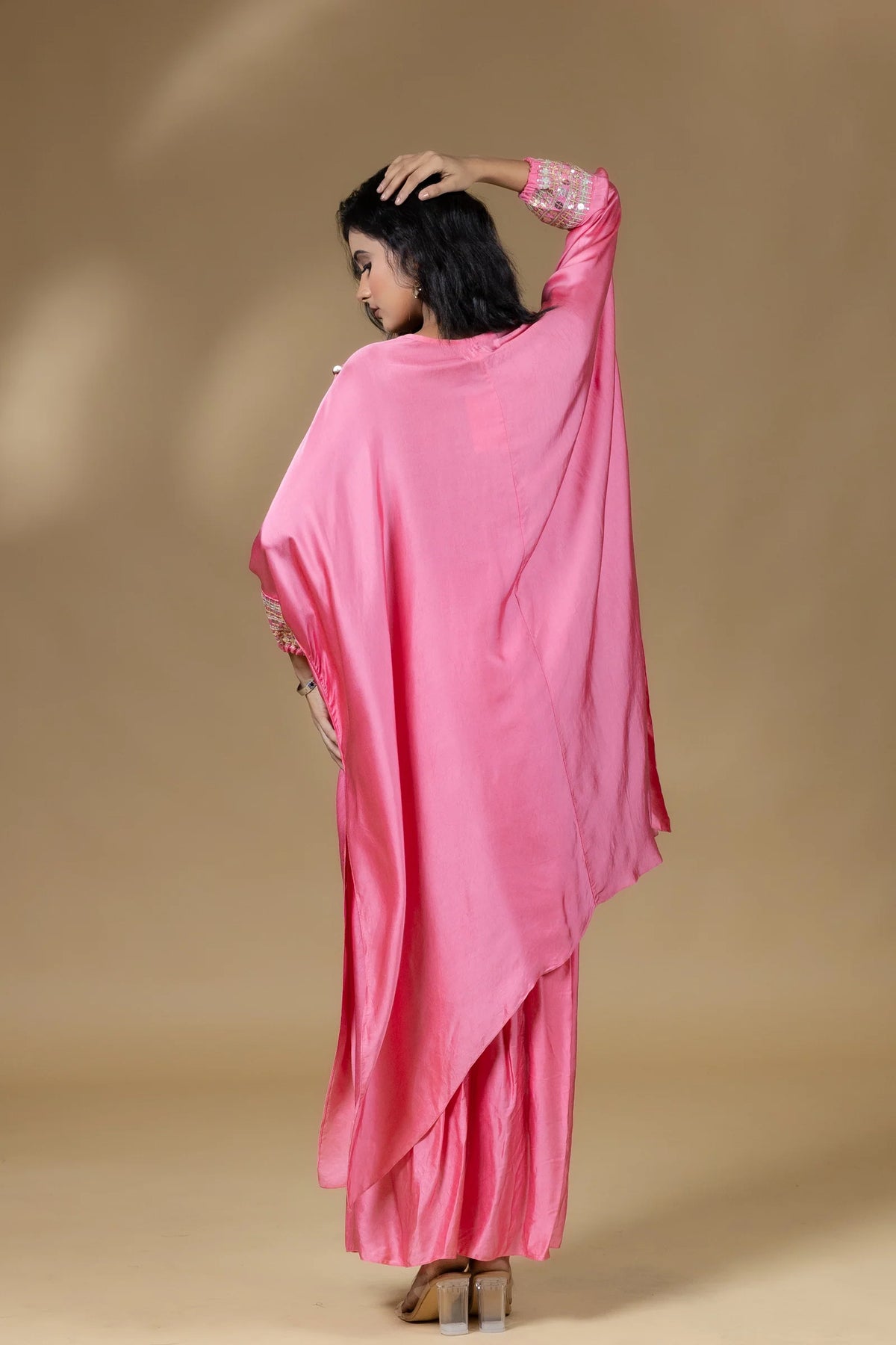 Sequined Kaftan with Dhoti Skirt