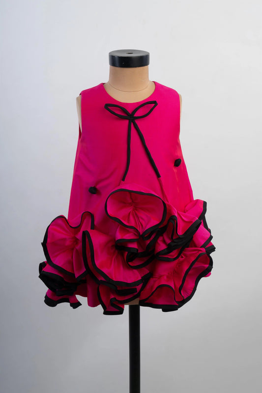 Pink Black Ruffle Dress