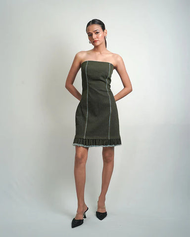 Sculpted Allure Dress with Trim