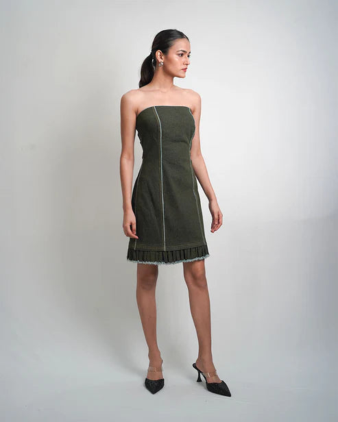 Sculpted Allure Dress with Trim