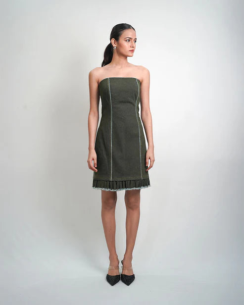 Sculpted Allure Dress with Trim