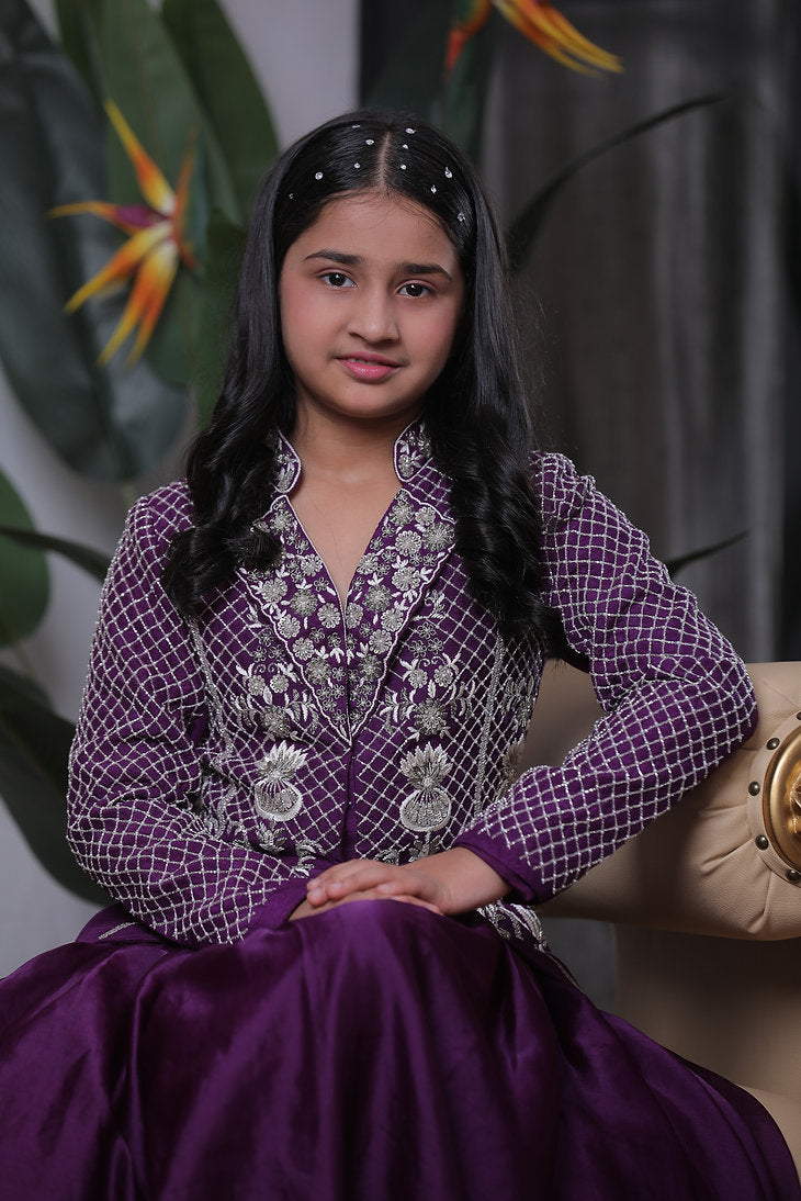 Blue Hand Embroidered Jacket Lehanga Set