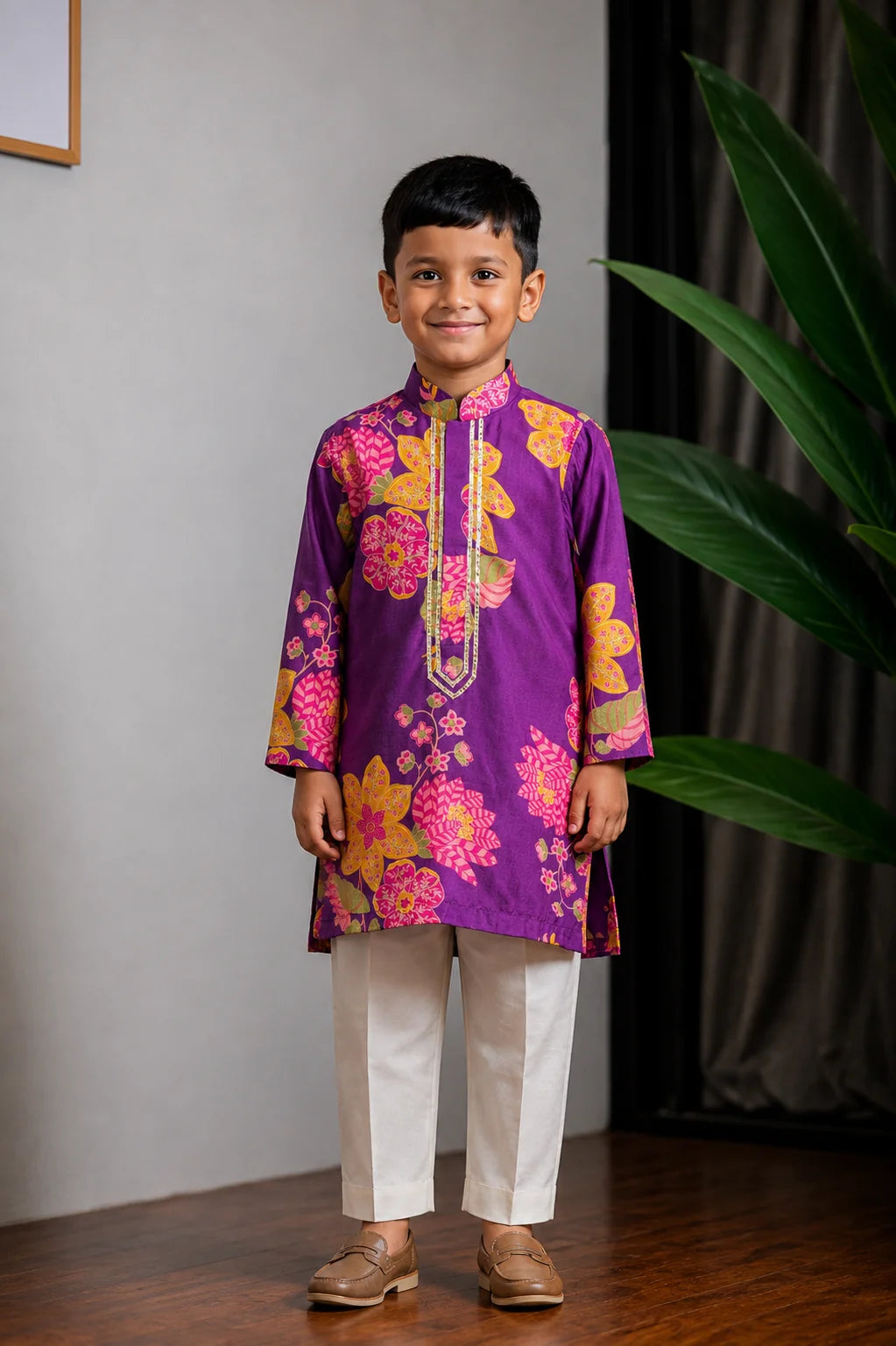 Purple Printed Lampi Kurta