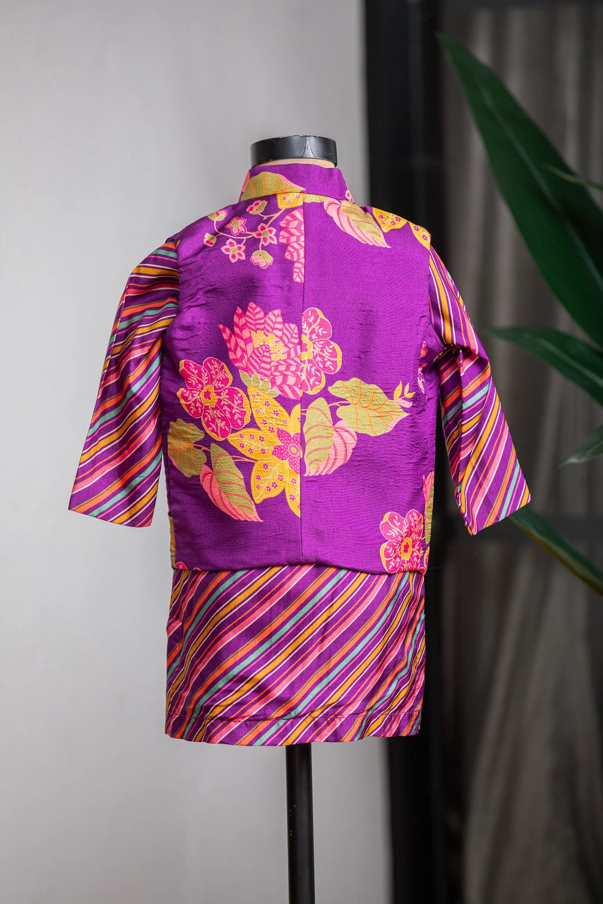 Purple Printed Nehru Set