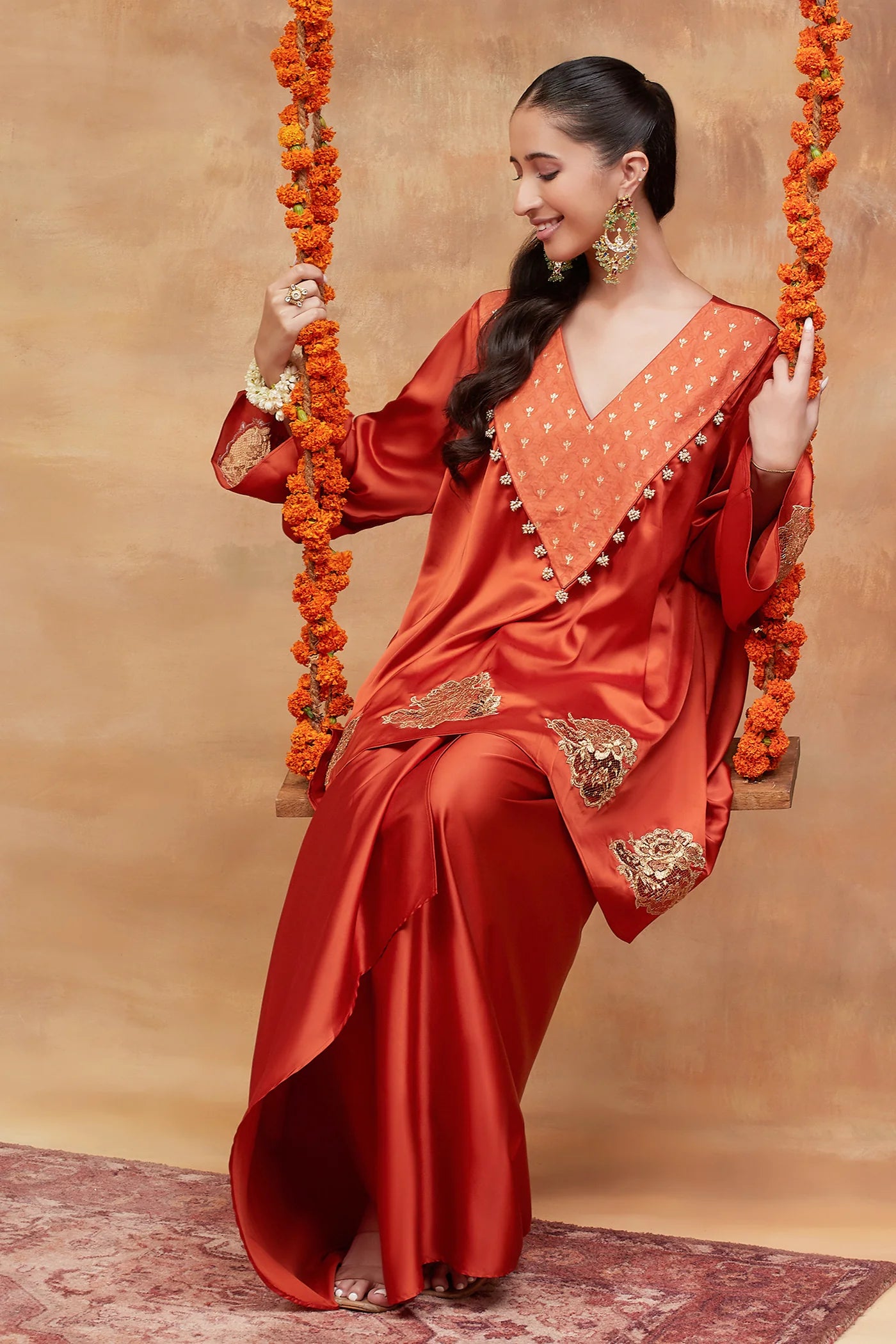 Rajghat Sindoor Banarasi Skirt Set