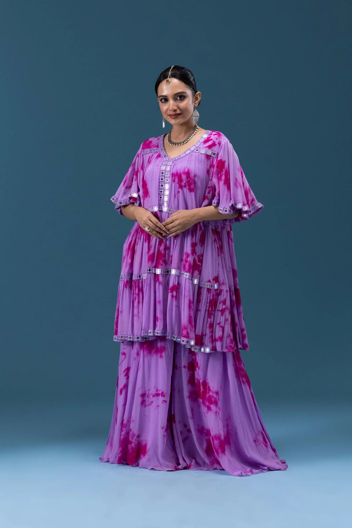 Rangrez Lime Tie-Dye Tiered Set