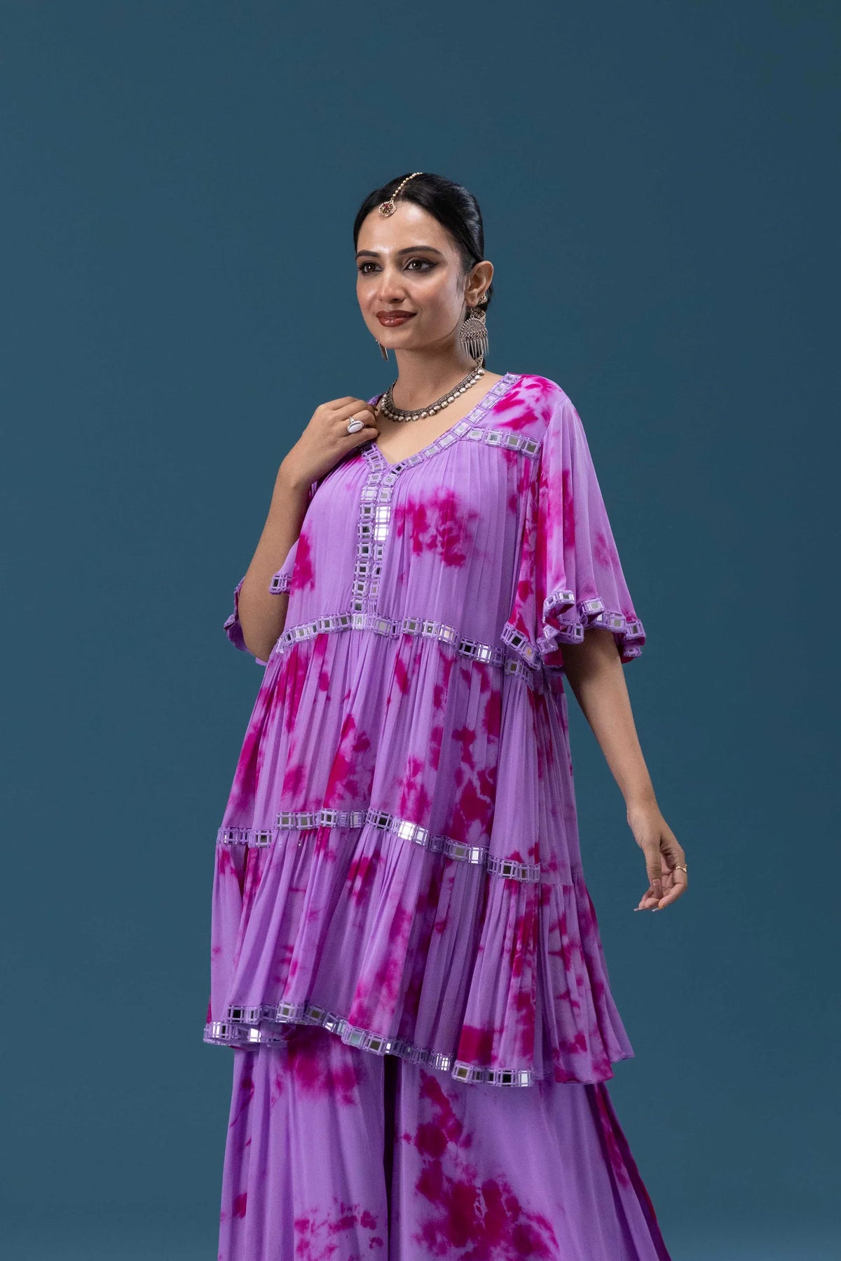Rangrez Lime Tie-Dye Tiered Set