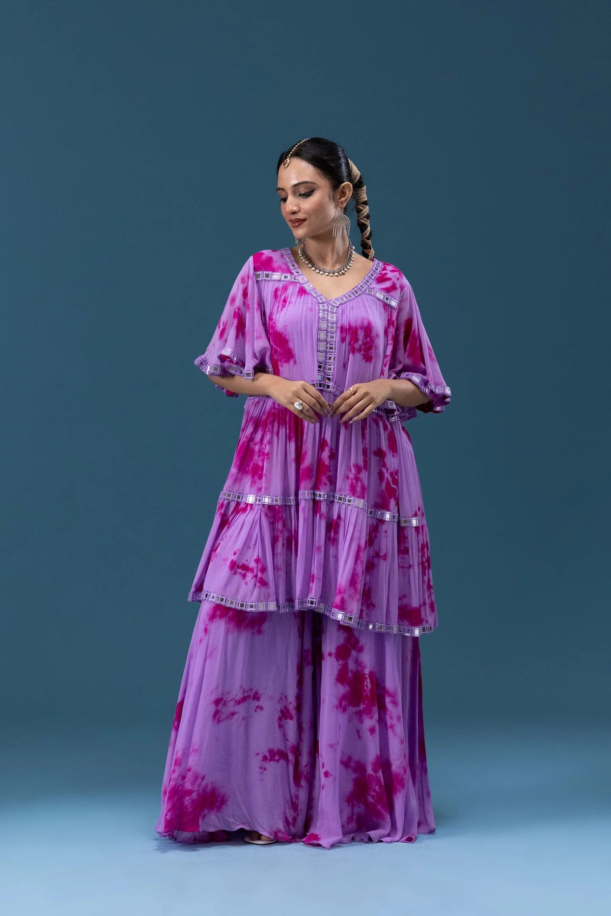 Rangrez Lime Tie-Dye Tiered Set