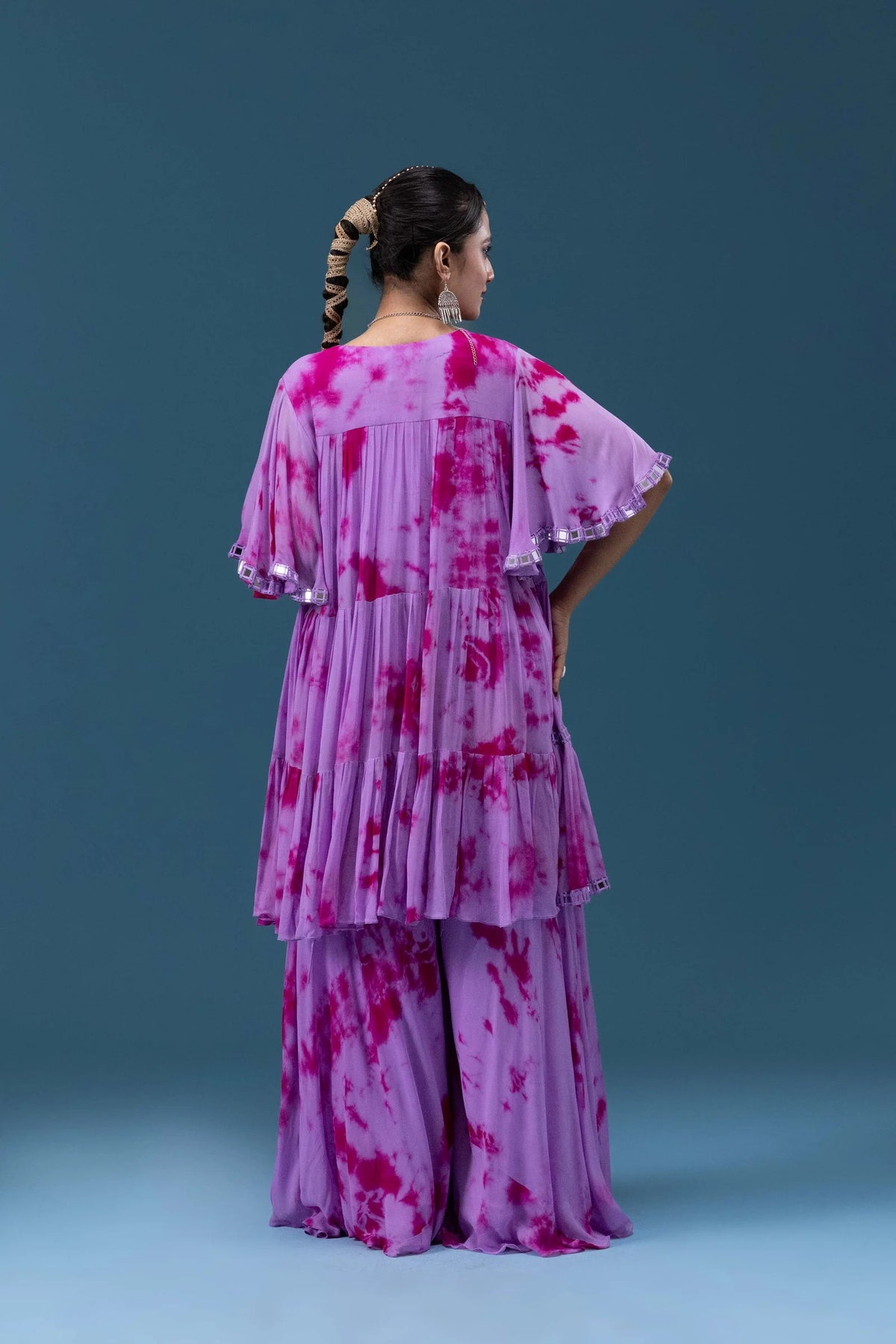 Rangrez Lime Tie-Dye Tiered Set