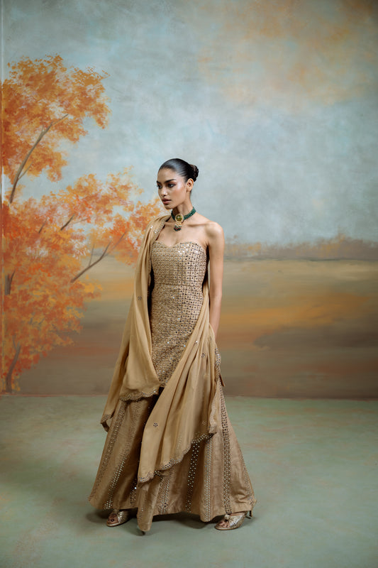 Raw Silk Corset Kurta With Heavy Gharara