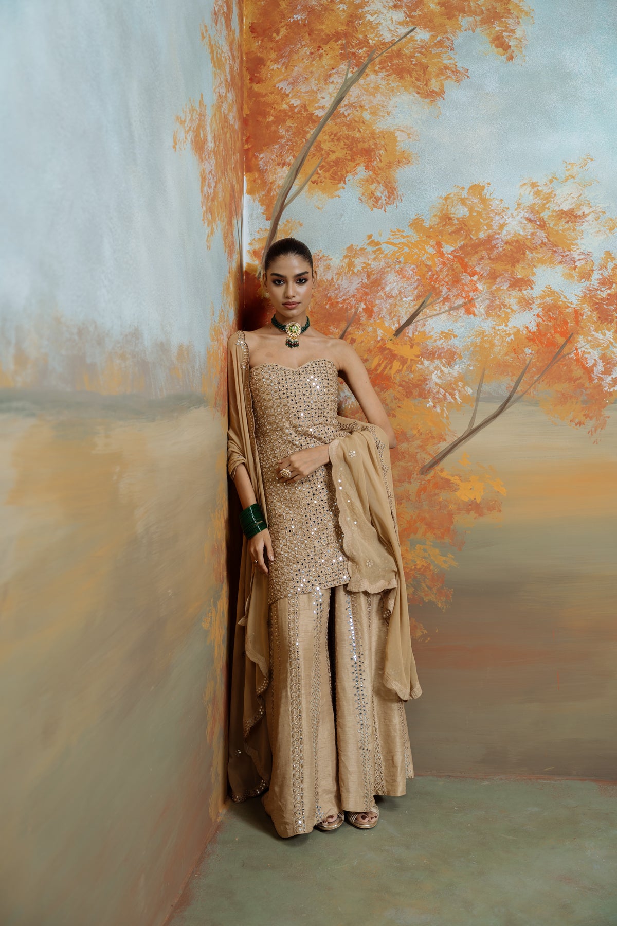 Raw Silk Corset Kurta With Heavy Gharara
