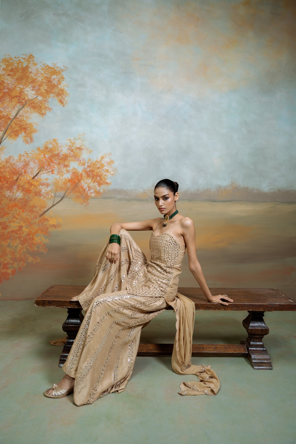 Raw Silk Corset Kurta With Heavy Gharara