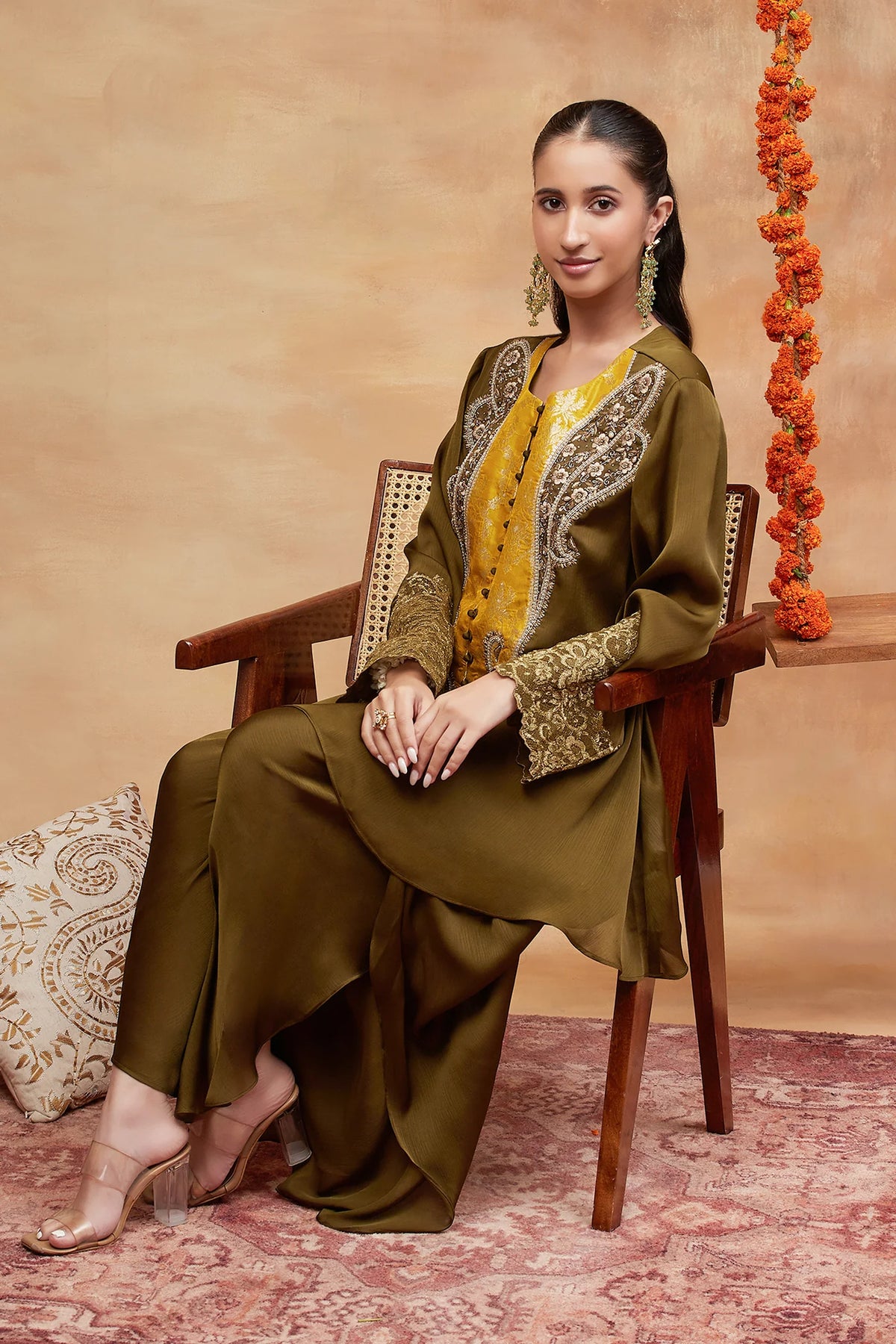 Rewa Harit Hand Embroidered Banarasi Dhoti Set