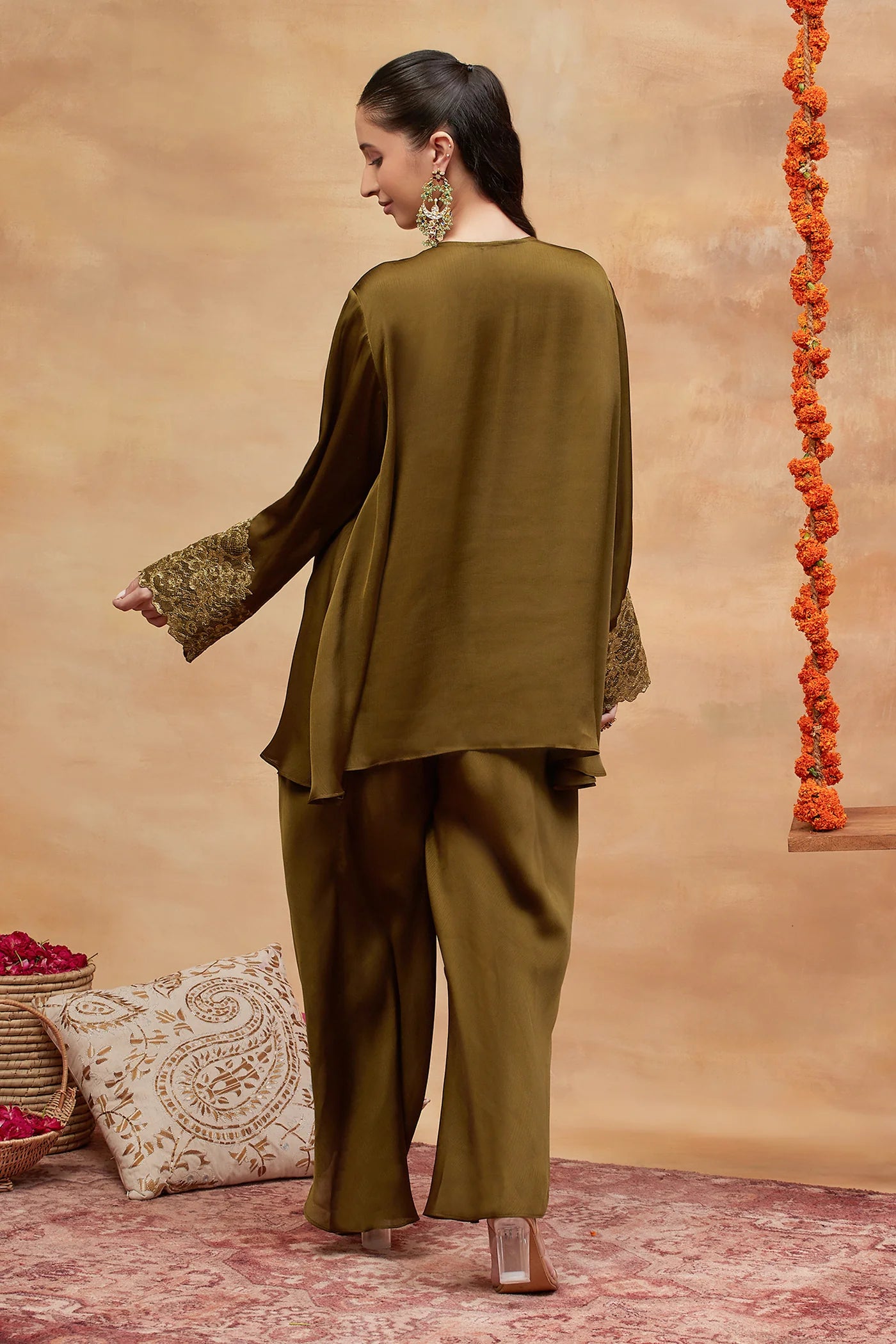 Rewa Harit Hand Embroidered Banarasi Dhoti Set