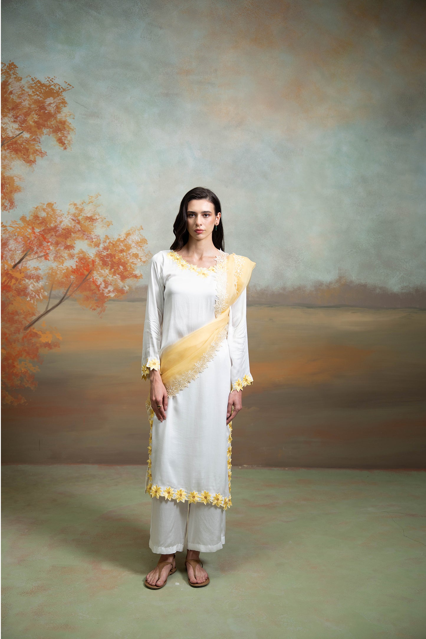 Sunflower Embroidered Kurta Set