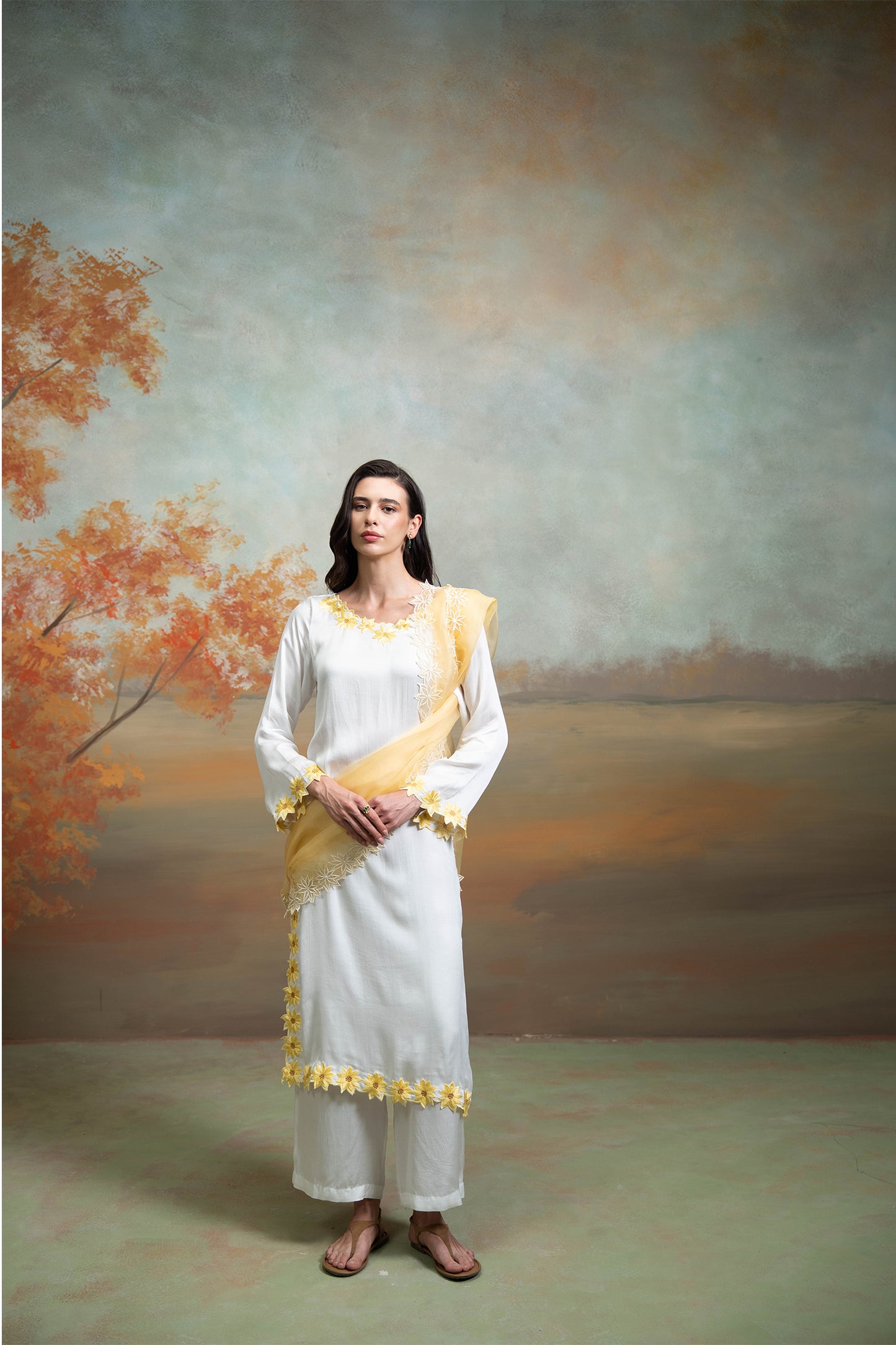 Sunflower Embroidered Kurta Set