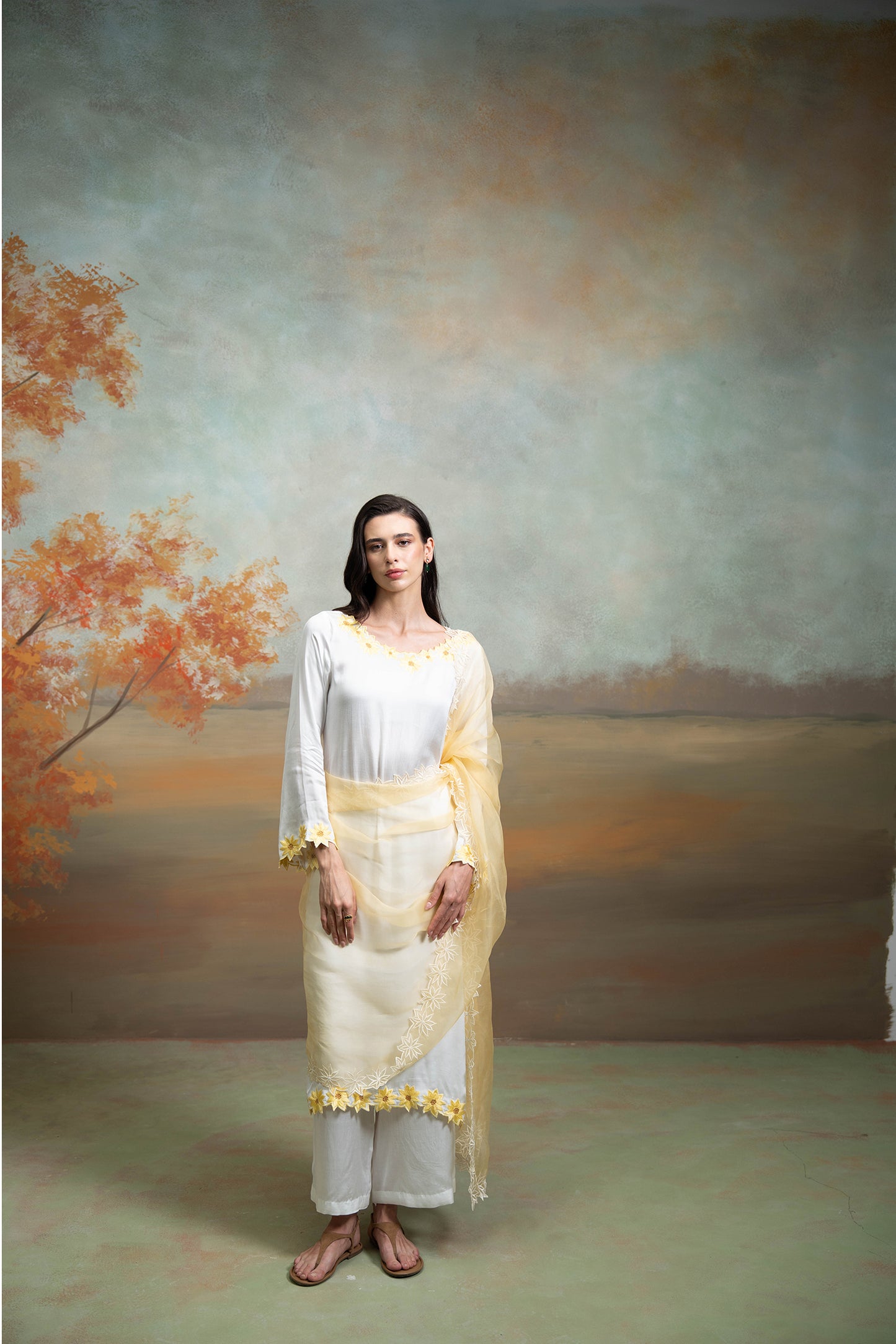 Sunflower Embroidered Kurta Set