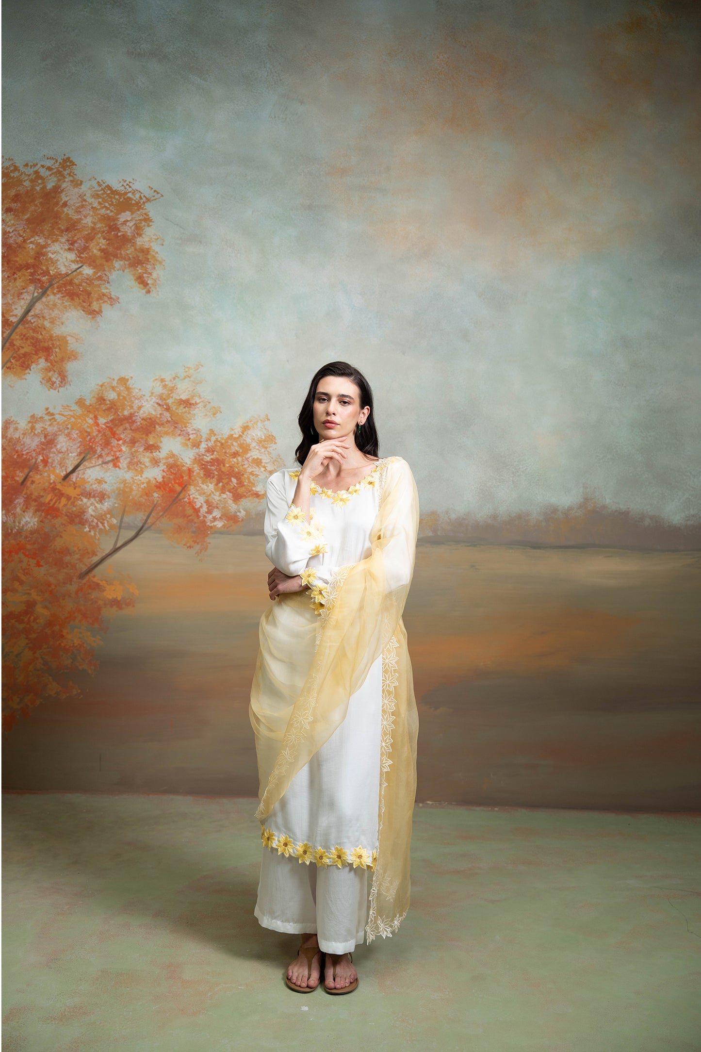 Sunflower Embroidered Kurta Set