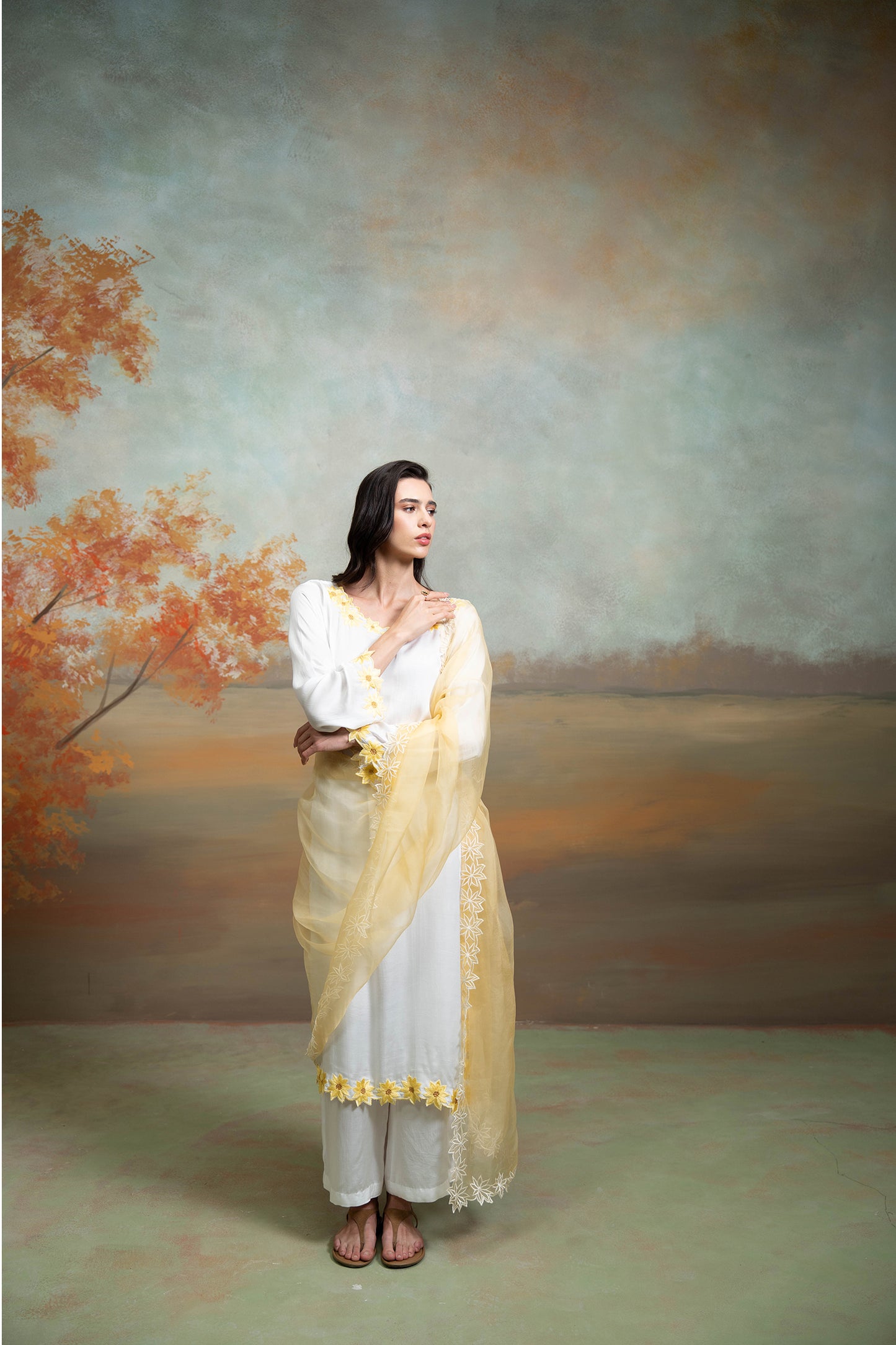 Sunflower Embroidered Kurta Set