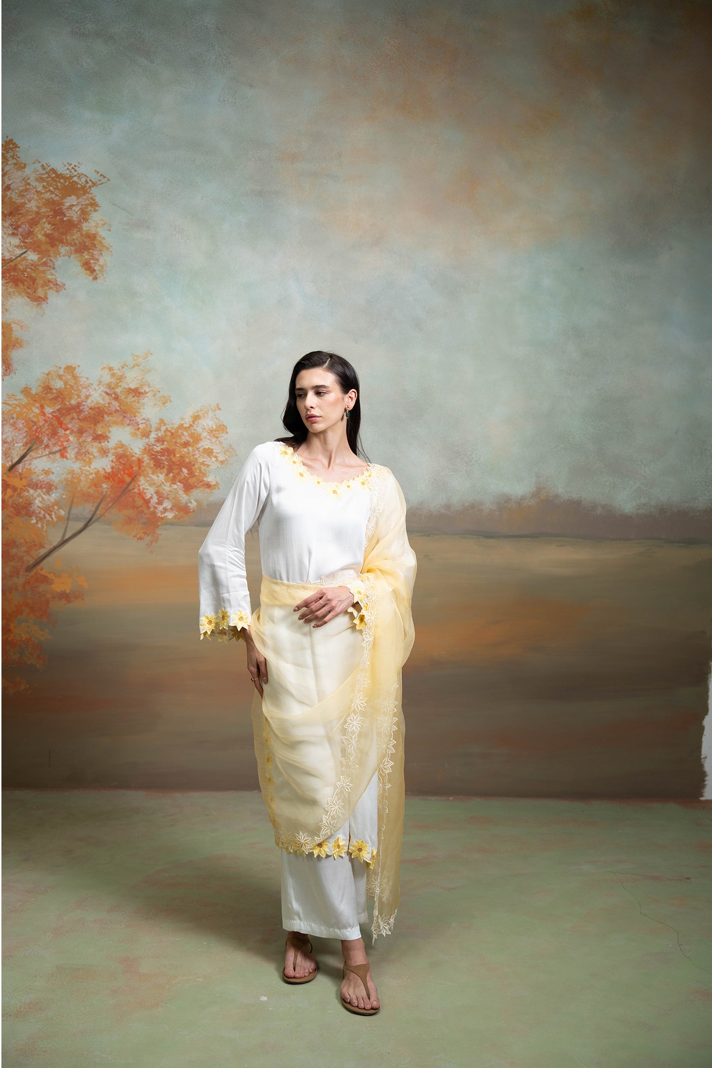 Sunflower Embroidered Kurta Set
