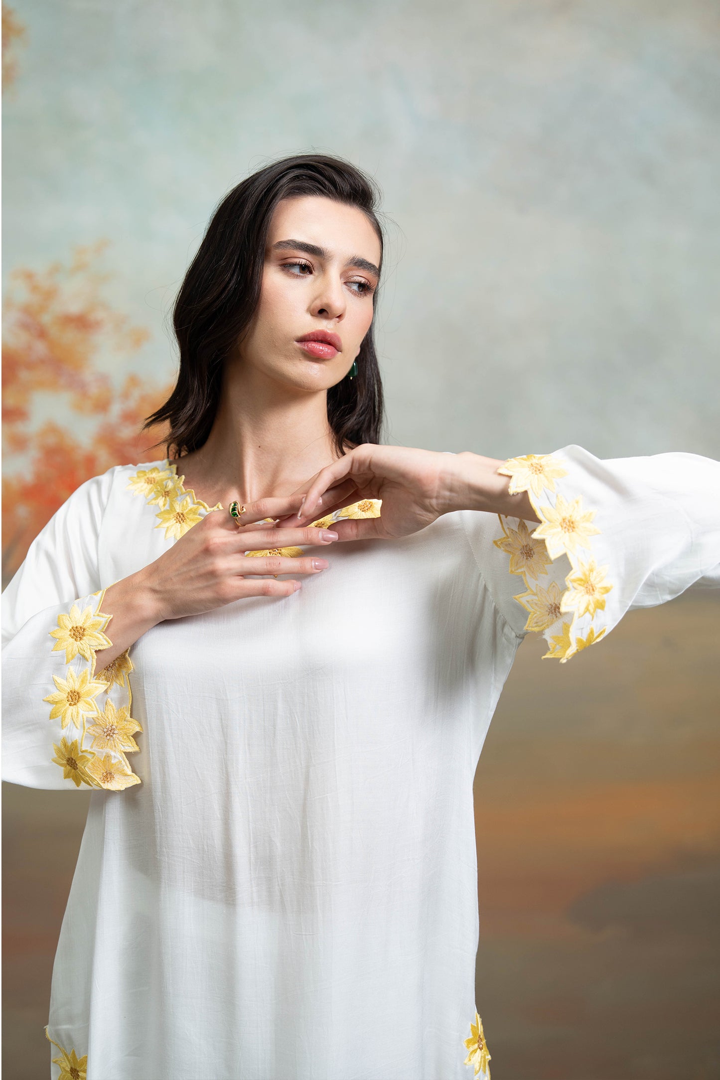 Sunflower Embroidered Kurta Set