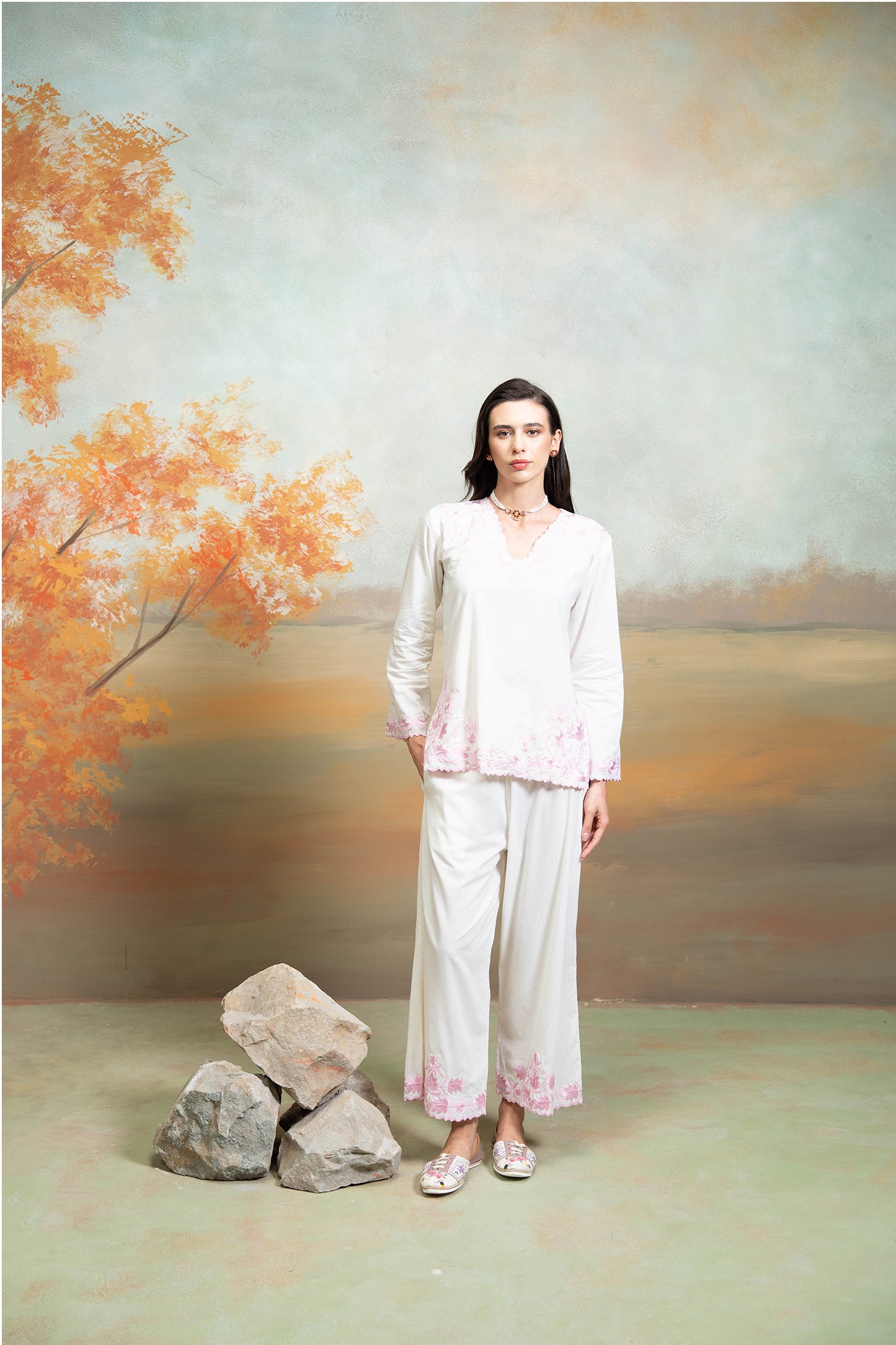 Pearl Pink Embroidered Co-ord Set
