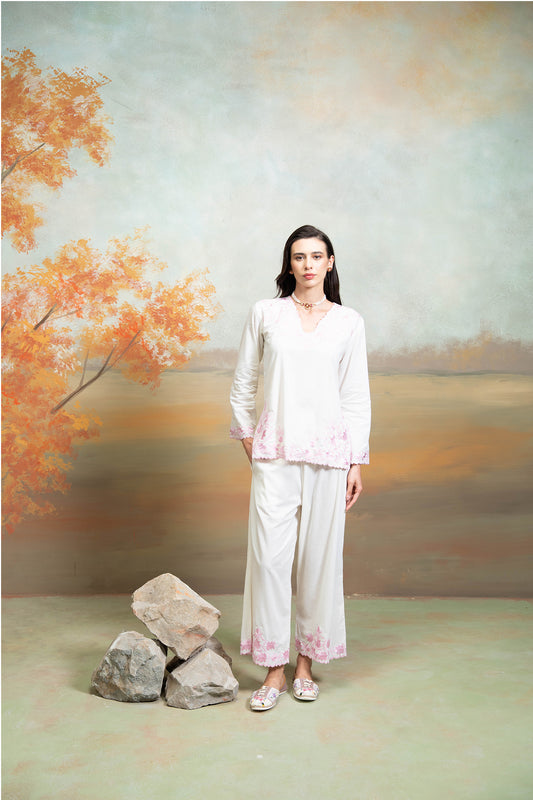 Pearl Pink Embroidered Co-ord Set