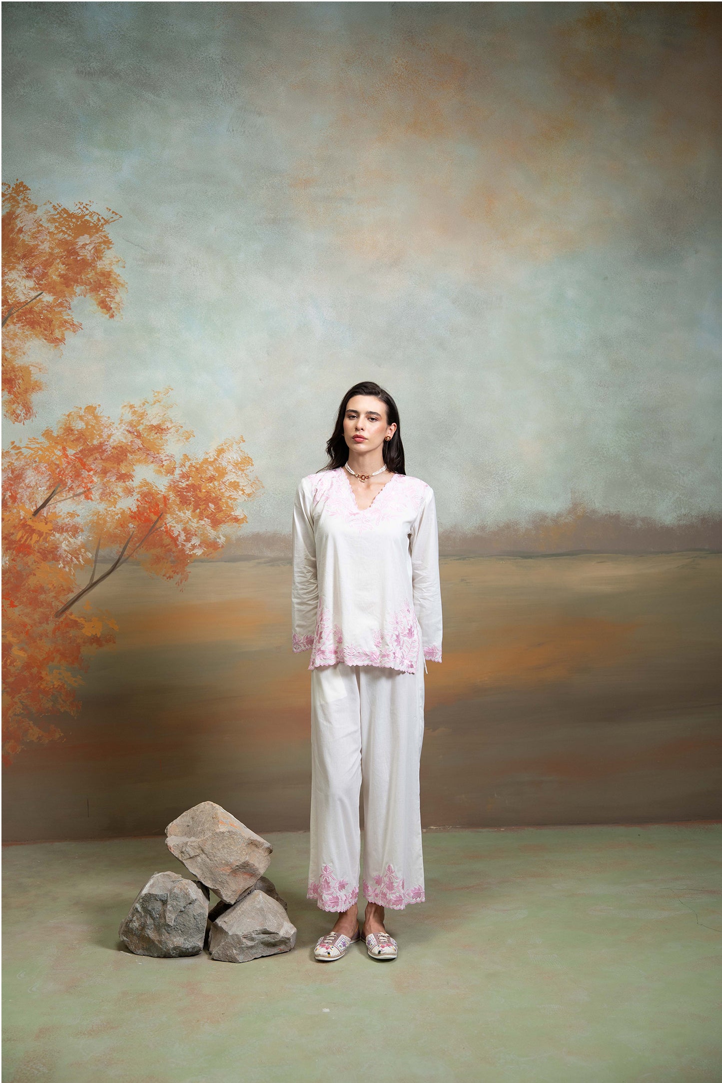 Pearl Pink Embroidered Co-ord Set