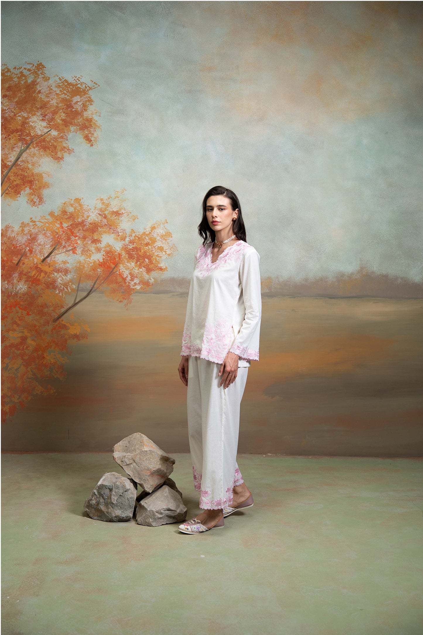 Pearl Pink Embroidered Co-ord Set