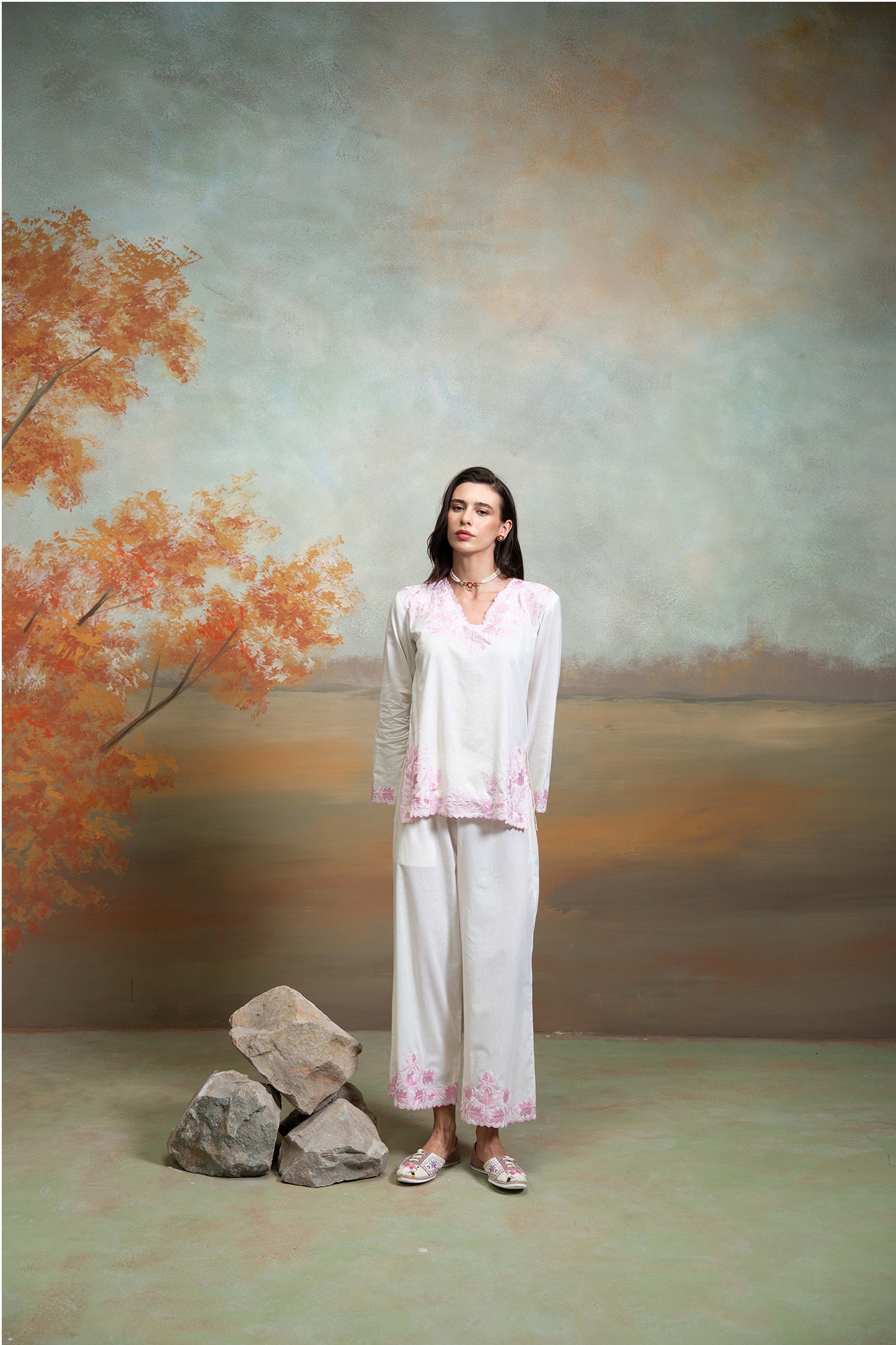 Pearl Pink Embroidered Co-ord Set
