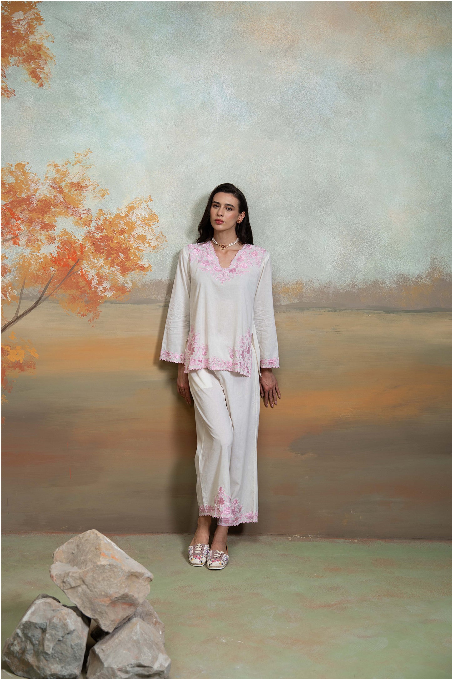Pearl Pink Embroidered Co-ord Set