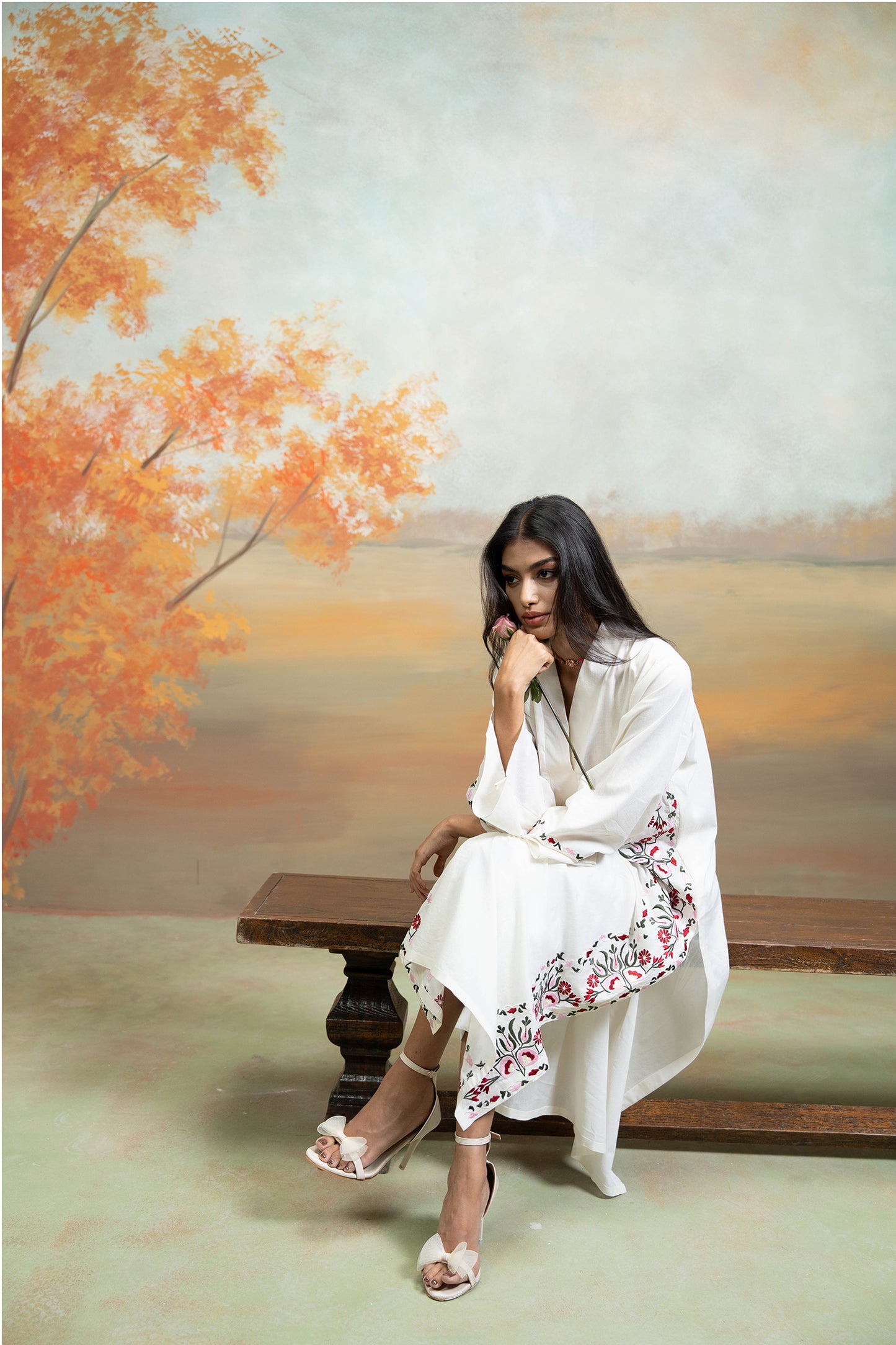 Ivory V-Flap Kurta Set