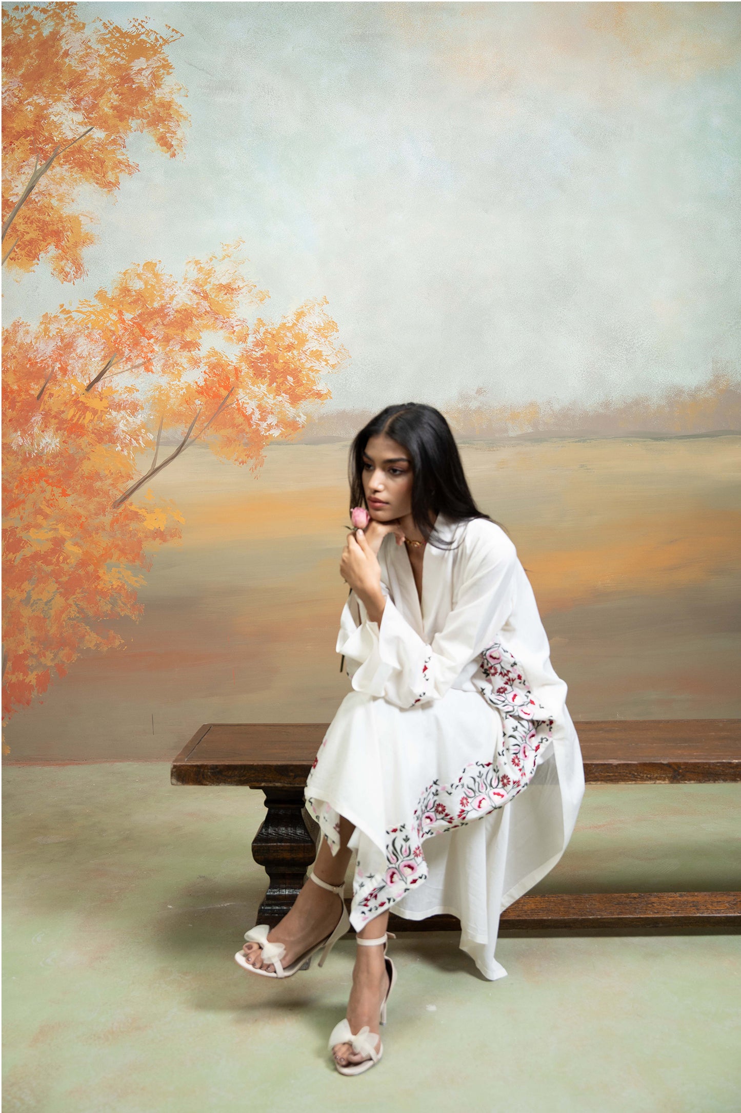 Ivory V-Flap Kurta Set