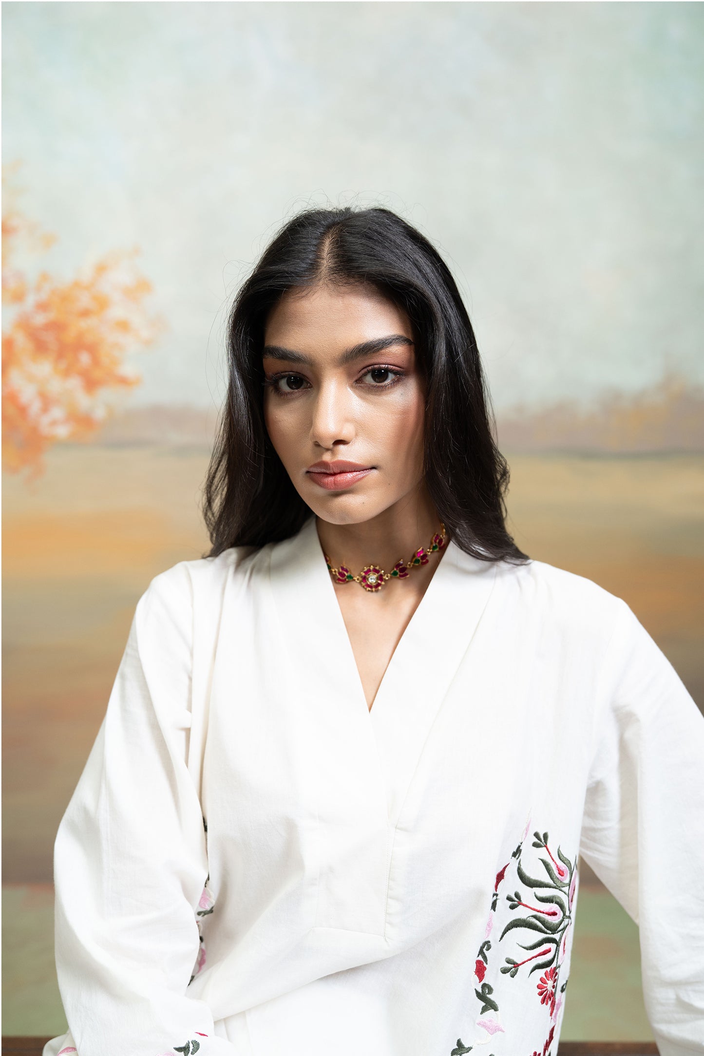 Ivory V-Flap Kurta Set