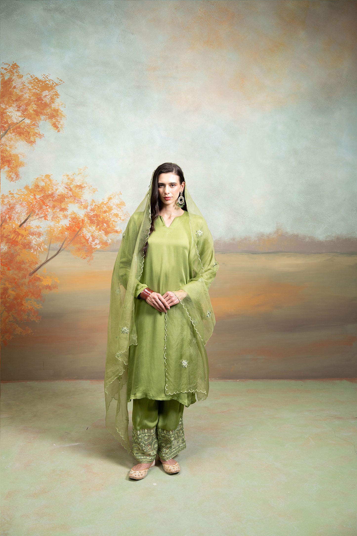 Emerald Organza Kurta Set