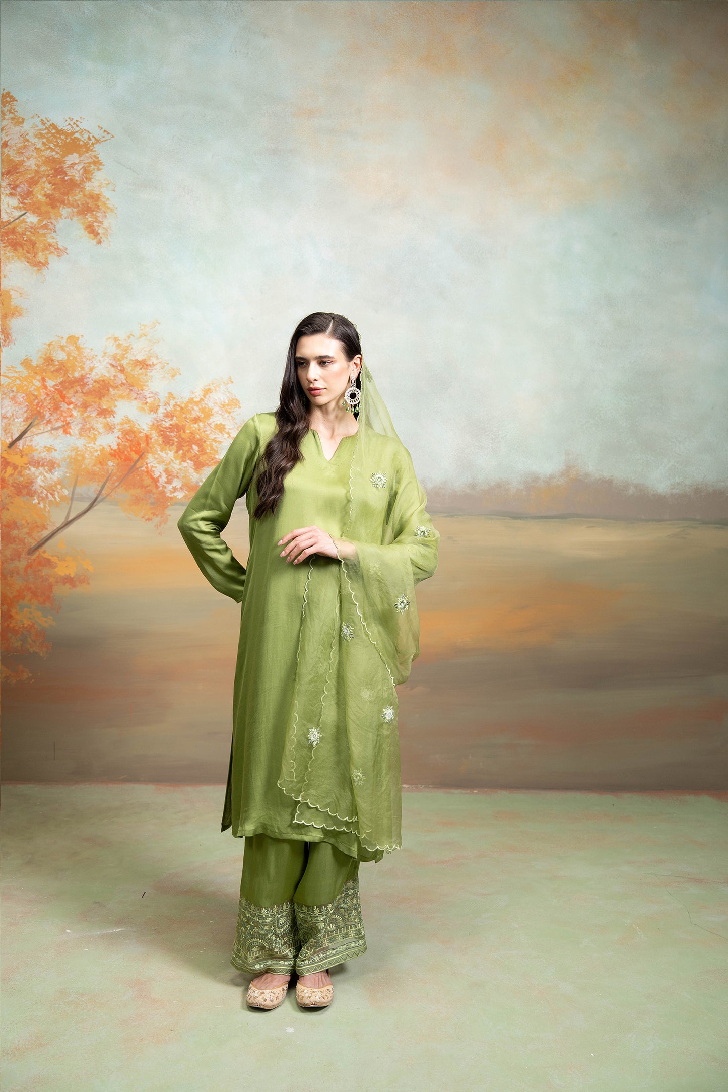 Emerald Organza Kurta Set